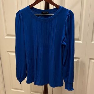 Elegant Blue Pleated Blouse